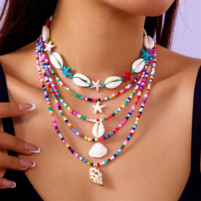 Juego de collares OC-38848 - Multicolor / Blanco