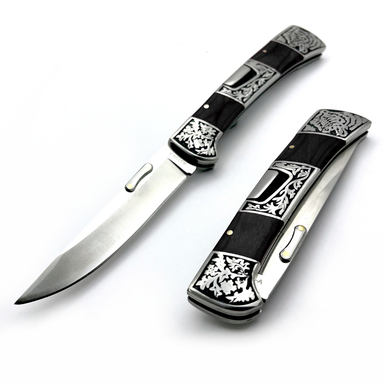 Cuchillo plegable de exterior B3159 - Negro / Marrón / Plateado