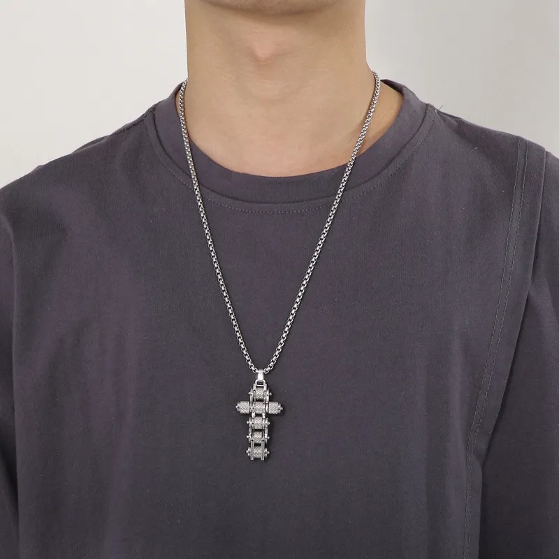Collar Chain Cross - Plateado
