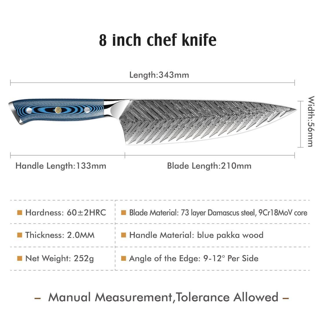 Cuchillo de cocina damasco TU-37500 - Utility/Azul