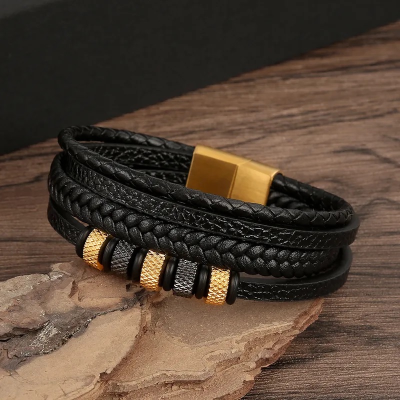 Pulsera de hombre GI-33326 - Negro / Dorado2