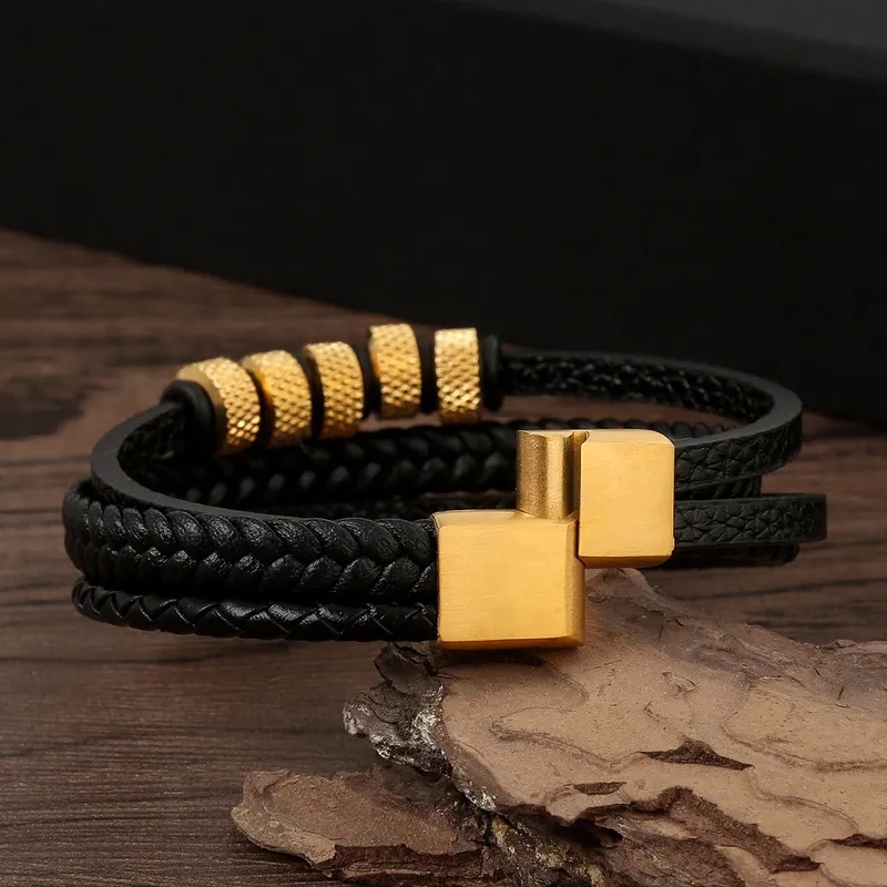 Pulsera de hombre GI-33326 - Negro / Dorado2