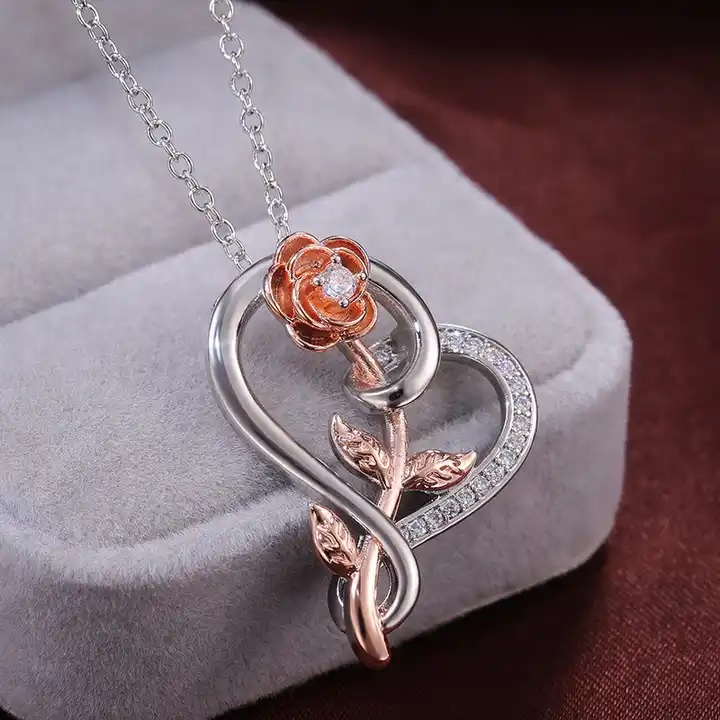 Collar Heart Rose - Plata / Oro rosa