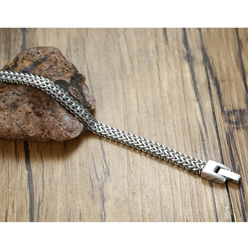 Cadena de pulsera para hombre - Tipo2 / Plateada