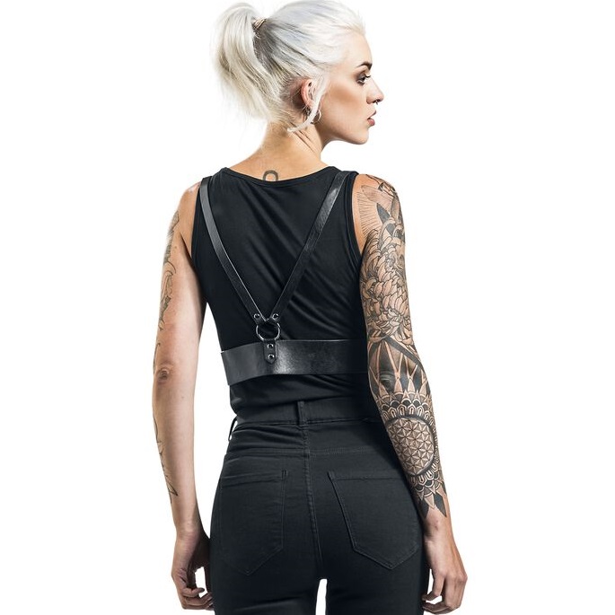 Arnés de Imitación de Cuero para Mujer - Negro