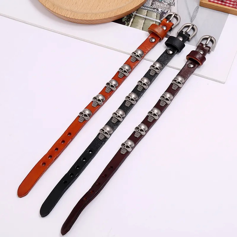 Pulsera Small Skull - Marrón oscuro