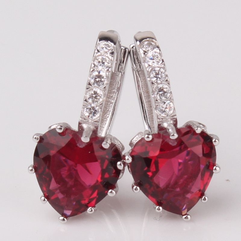 Pendientes Silver Heart - Púrpura