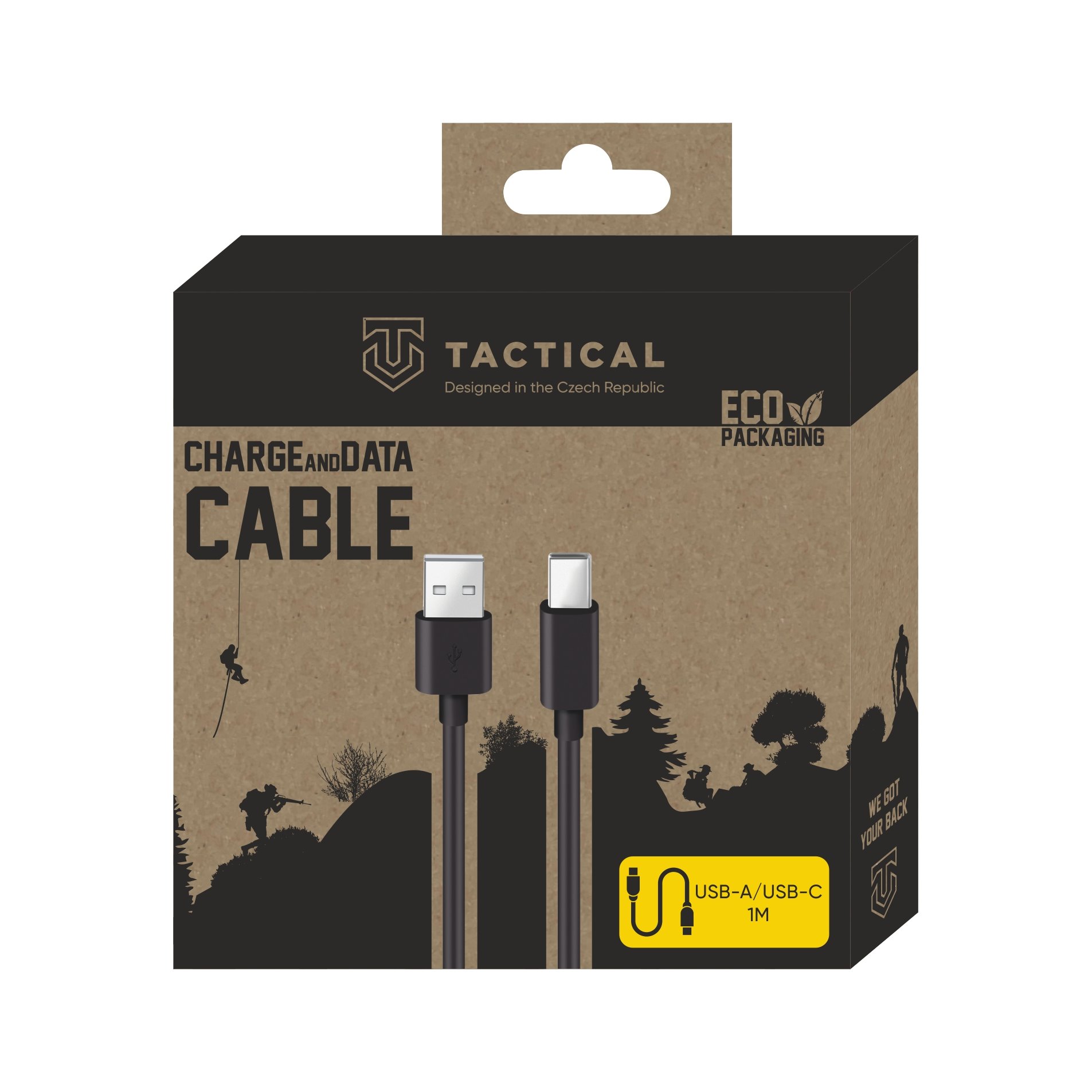 Tactical Smooth Thread cable USB-A/USB-C - 1m - Negro