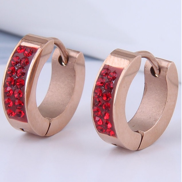 Pendientes ZA-21028 - Oro rosa / Rojo