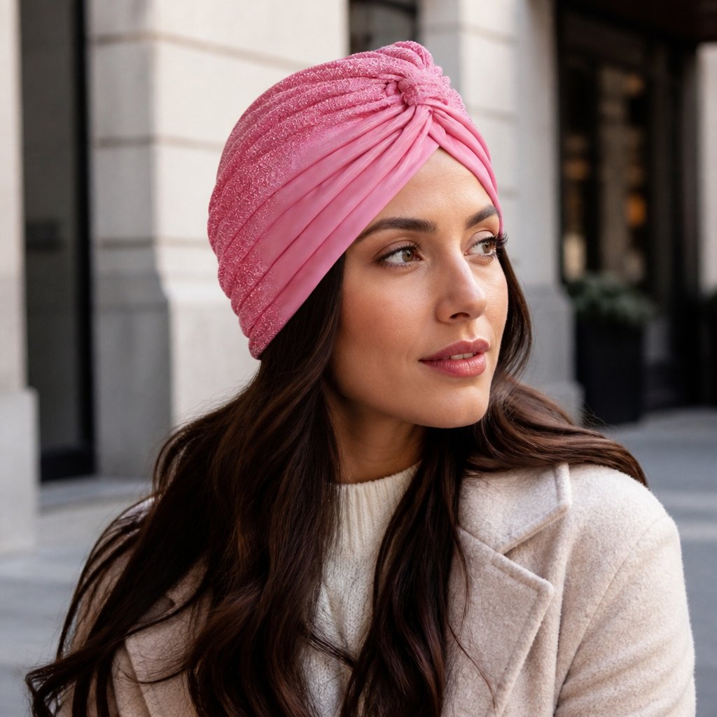 Gorro turbante brillante - Rosa